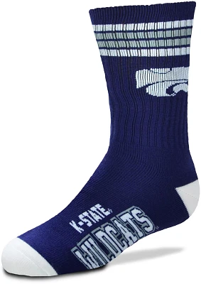 For Bare Feet Youth Kansas State University 4-Stripe Deuce Crew Socks                                                           
