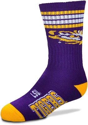 For Bare Feet Youth Louisiana State University 4-Stripe Deuce Crew Socks                                                        