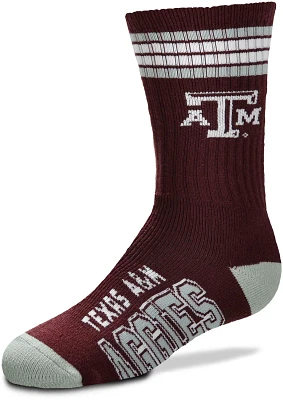For Bare Feet Youth Texas A&M University 4-Stripe Deuce Crew Socks                                                              