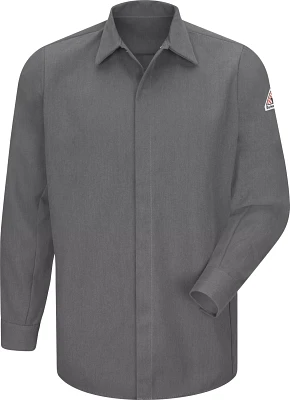 Bulwark Men's Concealed Gripper Pocketless Midweight FR Long Sleeve Work Shirt