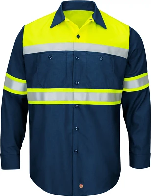 Red Kap Men's Hi-Visibility Colorblock Ripstop Type O Class 1 Long Sleeve Work Shirt