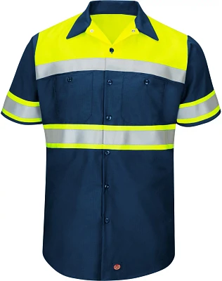 Red Kap Men's Hi-Visibility Colorblock Ripstop Type O Class 1 Short Sleeve Work Shirt