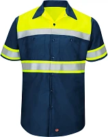 Red Kap Men's Hi-Visibility Colorblock Ripstop Type O Class 1 Short Sleeve Work Shirt