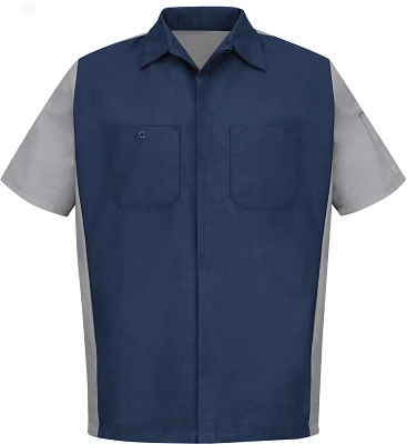 Red Kap Men's 2-Tone Crew Short Sleeve Button Down Shirt