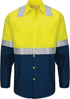 Red Kap Men's Hi-Visibility Colorblock Ripstop Type R Class 2 Long Sleeve Work Shirt