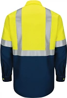 Red Kap Men's Hi-Visibility Colorblock Ripstop Type R Class 2 Long Sleeve Work Shirt