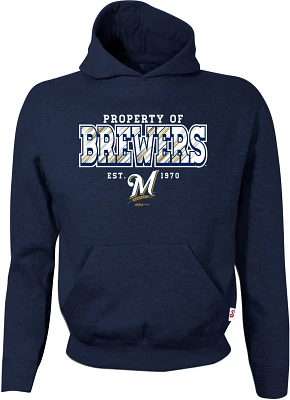 Stitches Boys' Milwaukee Brewers Fleece Pullover Graphic Hoodie                                                                 