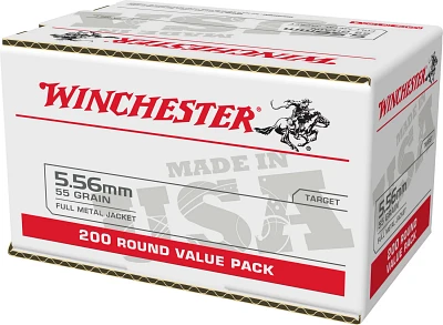 Winchester USA 5.56mm 55-Grain FMJ Ammunition - 200 Rounds                                                                      