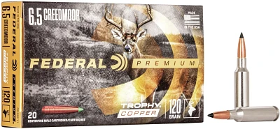 Federal Premium Trophy Copper 6.5 Creedmoor 120-Grain Centerfire Rifle Ammunition                                               