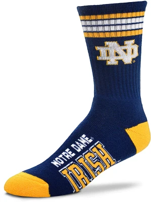 For Bare Feet University of Notre Dame 4-Stripe Deuce Crew Socks                                                                