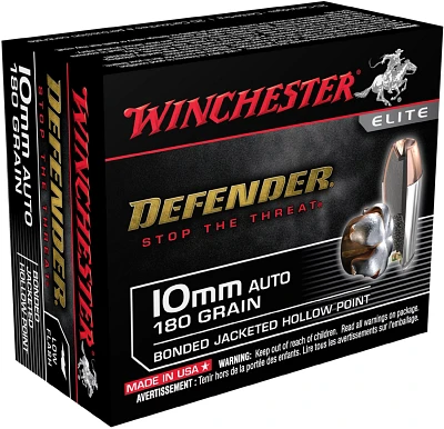 Winchester Defender 10mm Auto 180-Grain Centerfire Pistol Ammunition                                                            