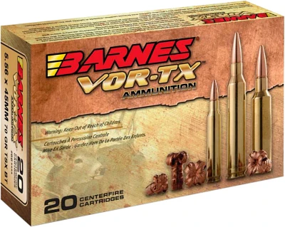 BARNES VOR-TX TSX HP Boat Tail 5.56 x 45mm 70- Grain Rifle Ammunition                                                           