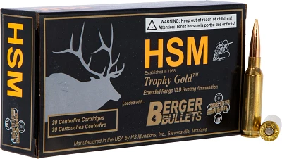 HSM Trophy Gold 6.5 Creedmoor Very Low Drag Centerfire Rifle Ammunition                                                         