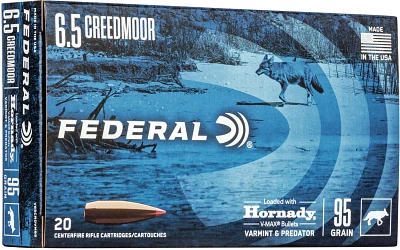 Federal Premium Varmint and Predator 6.5 Creedmoor 95-Grain Centerfire Rifle Ammunition                                         