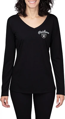 College Concept Women’s Oakland Raiders Side Marathon V-neck Long Sleeve T-shirt