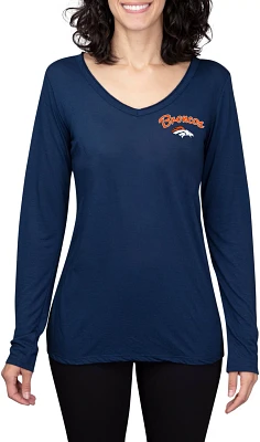 College Concept Women’s Denver Broncos Side Marathon V-neck Long Sleeve T-shirt