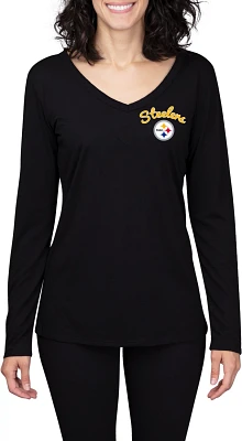 College Concept Women’s Pittsburgh Steelers Side Marathon V-neck Long Sleeve T-shirt