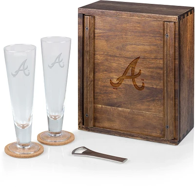 Picnic Time Atlanta Braves Pilsner Glass Gift Set                                                                               