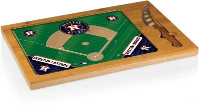 Picnic Time Houston Astros Icon Glass Top Cutting Board and Knife Set                                                           