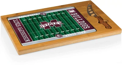 Picnic Time Mississippi State University Icon Glass Top Cutting Board and Knife Set                                             