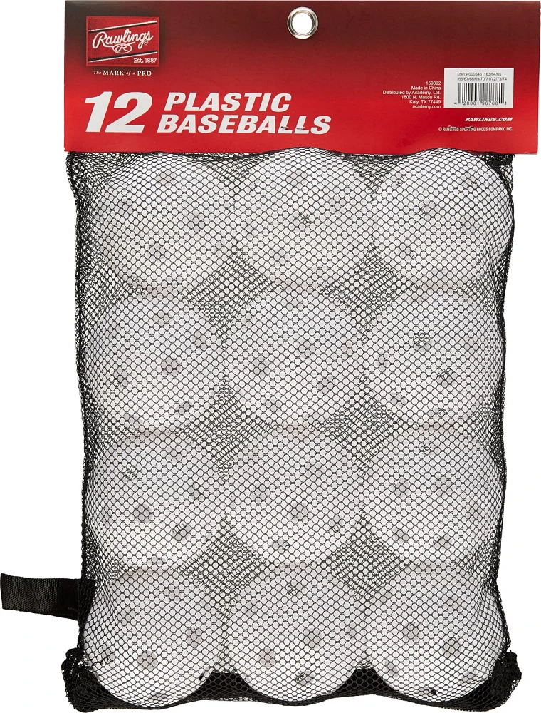 Rawlings 9 in Plastic Baseballs 12-Pack                                                                                         