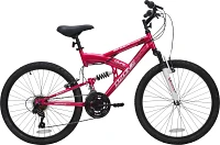 Ozone 500 Girls' Shock Force 24 in 21-Speed Full Suspension Mountain Bike                                                       