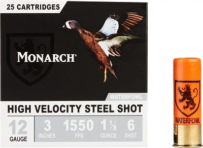 Monarch High Velocity Waterfowl 12 Gauge Shotshells - 25 Rounds                                                                 