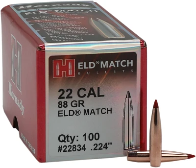 Hornady ELD Match .22 Caliber 88-Grain Rifle Reloading Bullets                                                                  