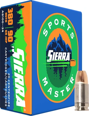 Sierra Sports Master .380 Auto 90-Grain JHP Centerfire Ammunition - 20 Rounds                                                   