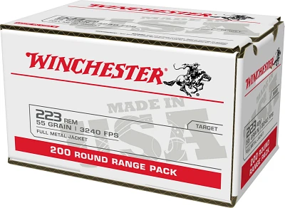 Winchester USA .223 Rem 55-Grain Full Metal Jacket Ammunition - 200 Rounds                                                      
