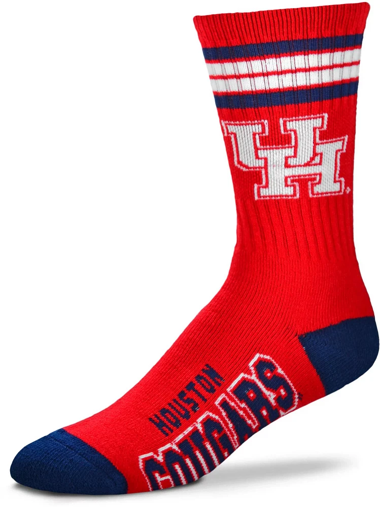 For Bare Feet University of Houston 4-Stripe Deuce Crew Socks                                                                   