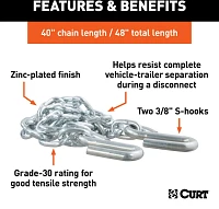 CURT 48 in Safety Chain with 2 S-Hooks