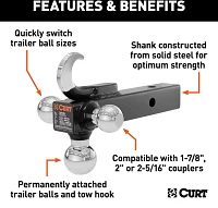 CURT Multi-Ball Mount with Hook                                                                                                 
