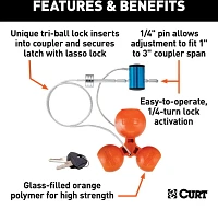 CURT Universal Tri-Ball Trailer Coupler Lock                                                                                    