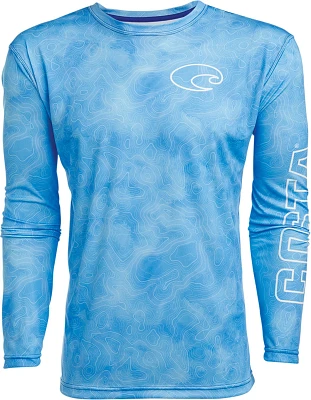 Costa Men's Tech Topographic Crew Neck Long Sleeve T-shirt