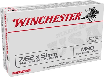Winchester USA 7.62 x 51mm NATO 149-Grain Ammunition - 20 Rounds                                                                