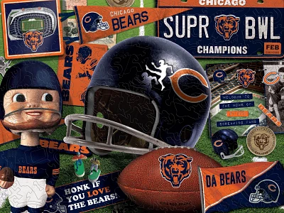 YouTheFan Chicago Bears Wooden Retro Series Puzzle                                                                              