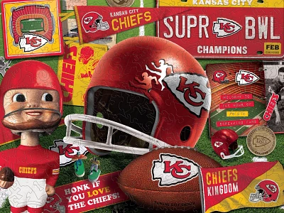 YouTheFan Kansas City Chiefs Wooden Retro Series Puzzle                                                                         