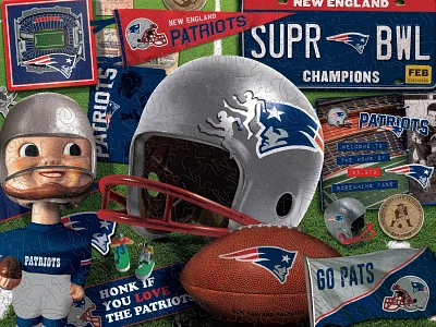 YouTheFan New England Patriots Wooden Retro Series Puzzle                                                                       