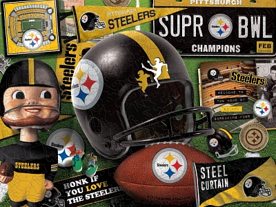 YouTheFan Pittsburgh Steelers Wooden Retro Series Puzzle                                                                        