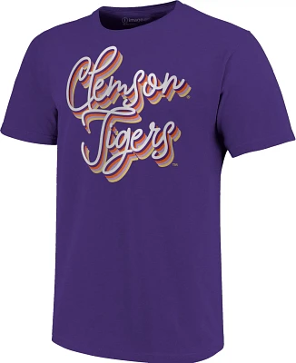 Image One Women's Clemson University Rainbow Girl Script Triblend Short Sleeve T-shirt