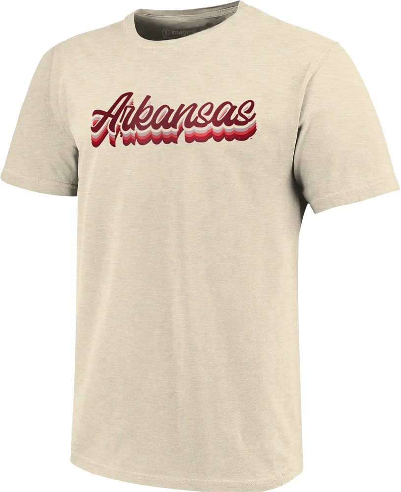 Image One Women's University of Arkansas Tricolor Script Triblend Short Sleeve T-shirt