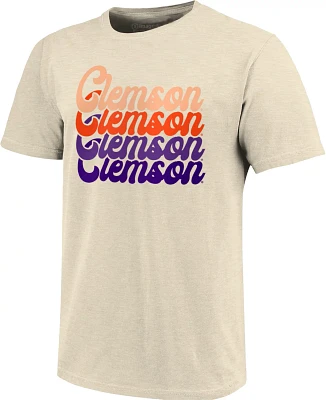 Image One Women's Clemson University Expanded Script Triblend Short Sleeve T-shirt