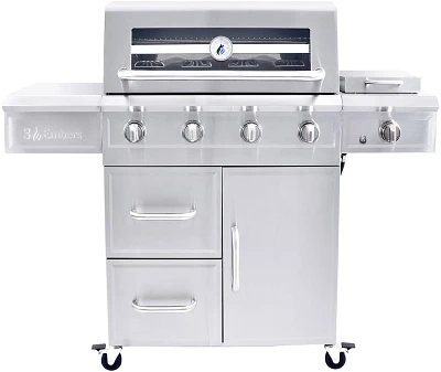 3 Embers 4-Burner Dual-Fuel Propane Gas Grill with Radiant Embers Cooking System                                                