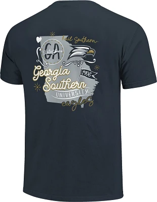 Image One Women's Georgia Southern University Comfort Color State Doodles T-shirt