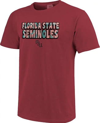 Image One Women's Florida State University Groovy Simple Pattern Comfort Color Short Sleeve T-shirt