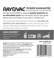 Rayovac High Energy Alkaline 9V Batteries 2-Pack                                                                                