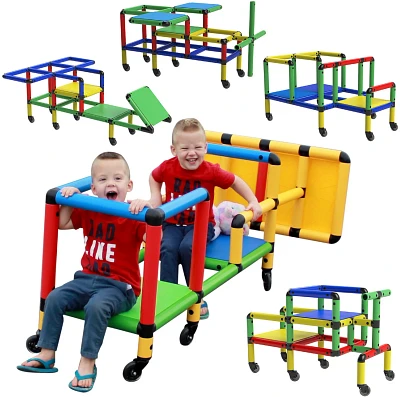 Funphix Create and Play Wheelies Buildable Play Structure Set with Wheels                                                       