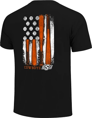 Image One Men's Oklahoma State University Comfort Color Baseball Flag Short Sleeve T-shirt