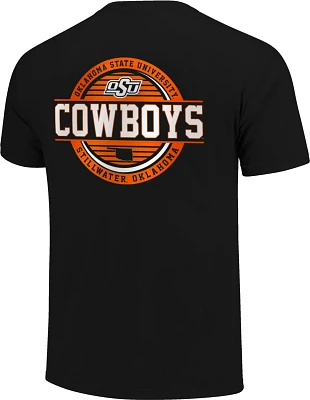 Image One Men's Oklahoma State University Comfort Color Striped Stamp Short Sleeve T-shirt